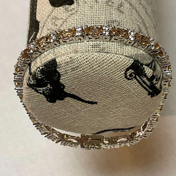 Jewelry - Sterling Silver CZ Champagne & Clear Stones Tennis Bracelet